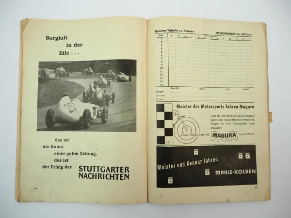 Programmheft Int. Solitude Rennen Motorrad Rennwagen Formel 2 1960 Stuttgart