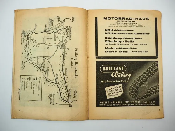 Programmheft Internationales DMV Feldberg Rennen Motorrad 1953