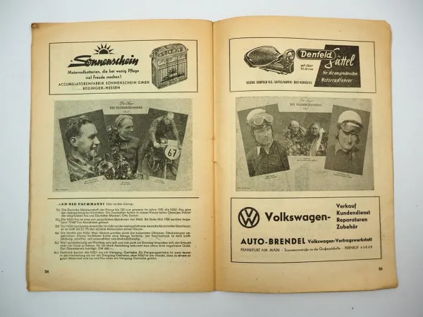 Programmheft Internationales DMV Feldberg Rennen Motorrad 1953
