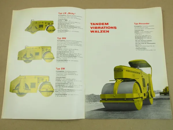 Prospekt ABG Straßenbaumaschinen von 1964 Walzen Betonzug Fugenschneider