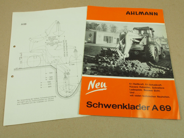 Prospekt Ahlmann A69 Schwenklader mit Deutz Motor 1969