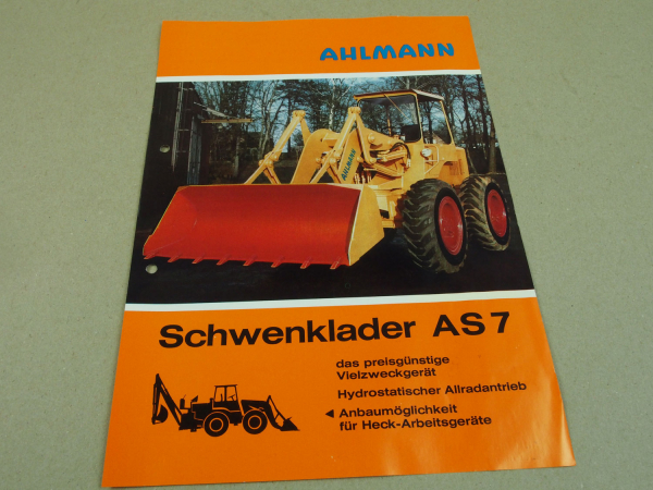 Prospekt Ahlmann AS7 Schwenklader mit KHD Deutz Motor 1969