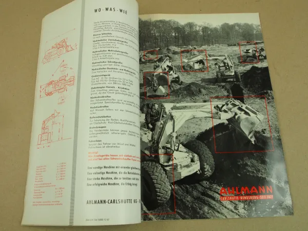 Prospekt Ahlmann Schwenklader A45 A60 Allrad Schaufeln Grabengeräte 1962