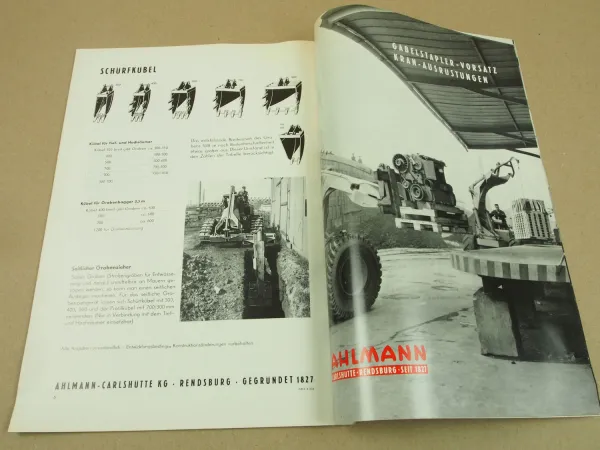 Prospekt Ahlmann Schwenklader A45 A60 Allrad Schaufeln Grabengeräte von 1962