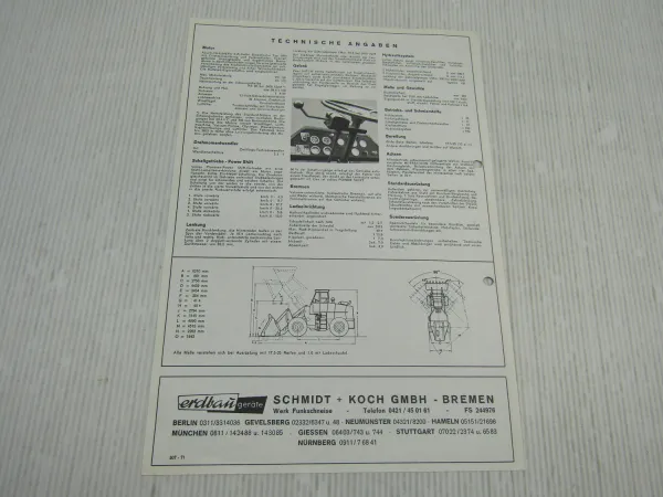 Prospekt Allis Chalmers 545 Gelenklader 105 PS technische Daten 1971