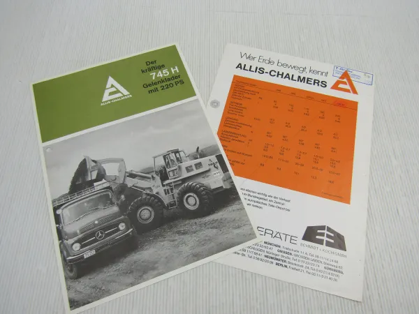 Prospekt Allis Chalmers 745H Gelenklader mit Mercedes Benz LKW 1971