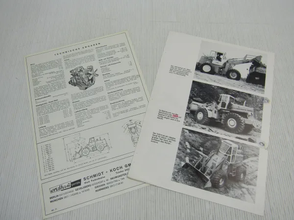 Prospekt Allis Chalmers 745H Gelenklader mit Mercedes Benz LKW 1971