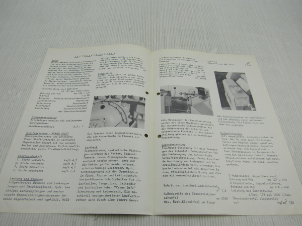 Prospekt Allis Chalmers 7G Serie B Laderaupe technische Daten 1972