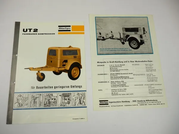 Prospekt Atlas Copco UT2 Fahrbarer Kompressor 1965