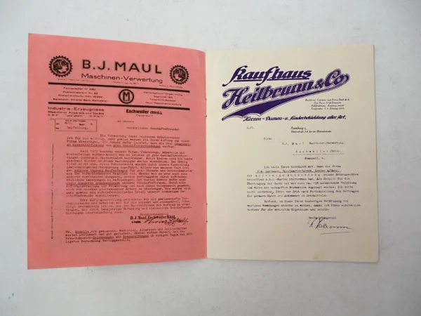 Prospekt B. J. Maul Eschweiler Patent Gebrauchsmuster Verwertung ca. 1920er J.