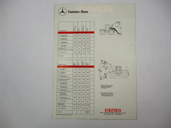 Prospekt Baas Lader Gr 3S VG 90 131.1 133 Frontlader für MB trac 700 bis 1500