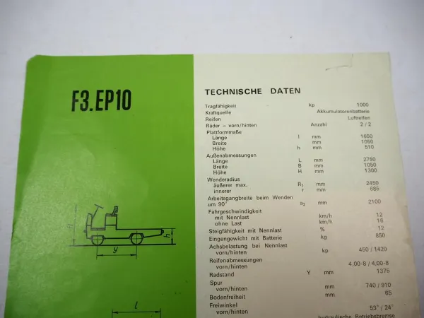 Prospekt Balkancar EP001 F3.EP10 Elektro Sitzwagen ca. 1960er Jahre Bulgarien