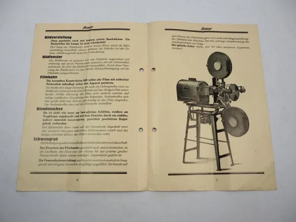 Prospekt Bauer Stahl Projektor M5 Film Kino Theater Maschine Apparat ca. 1930