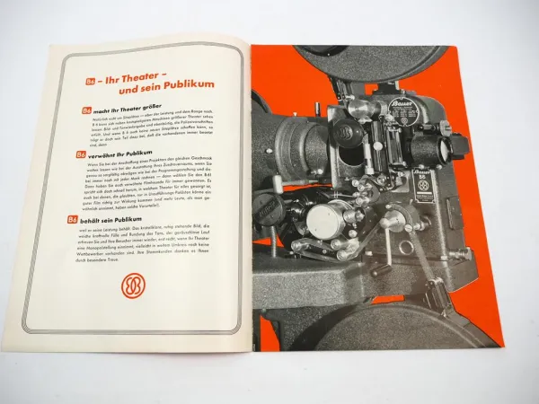 Prospekt Bauer Tonfilm Projektor B6 Film Kino Theater Maschine Apparat 1939
