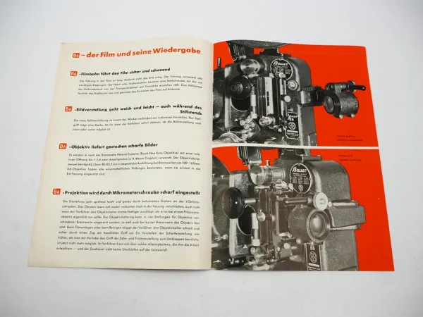 Prospekt Bauer Tonfilm Projektor B6 Film Kino Theater Maschine Apparat 1939