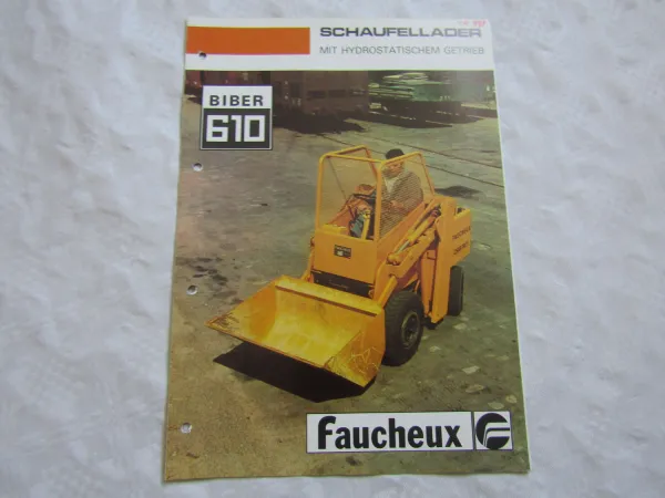 Prospekt Biber 610 Schaufellader mit Hydrostatischem Getriebe 4/1978 faucheux