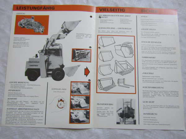 Prospekt Biber 610 Schaufellader mit Hydrostatischem Getriebe 4/1978 faucheux