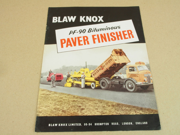 Prospekt Blaw Knox Limited PF90 Bituminous Paver Finisher 50/60er Jahre