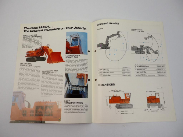 Prospekt Brochure Hitachi UH801 Hydraulic Excavator 1979
