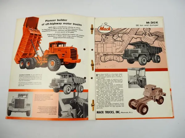 Prospekt Brochure Mack M30X Dumper Truck 1961