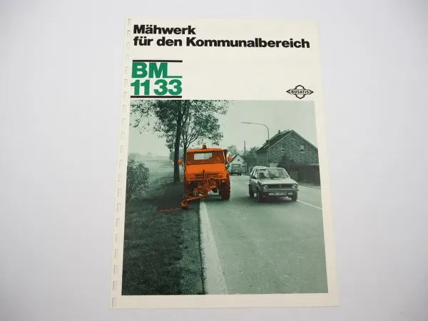 Prospekt Busatis BM1133 Frontseiten Mähwerk an Unimog U 600 800 900 1000 1981