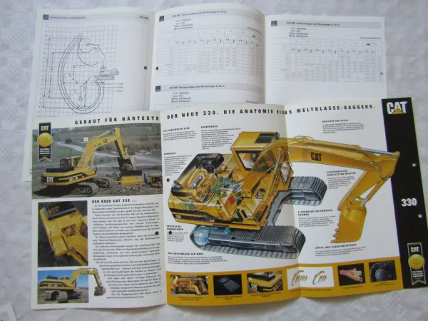 Prospekt CAT Caterpillar 330 L LN ME Hydraulikbagger und Datenblätter 1993