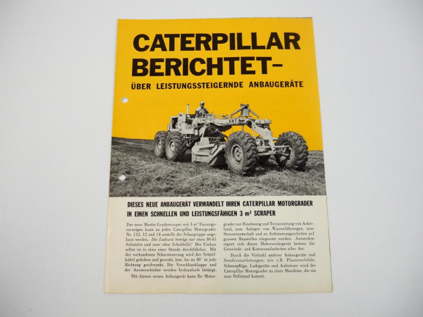 Prospekt Caterpillar Anbaugeräte für Motorgrader Scraper 1971