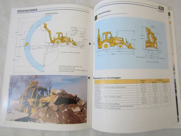 Prospekt CATerpillar CAT 428 Baggerlader Baureihe II 1990