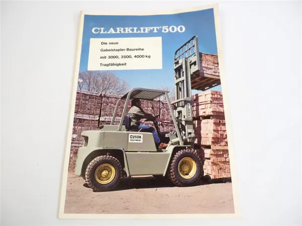 Prospekt Clark 500 Gabelstapler 3.0 3.5 4.0t Clarklift C500 Baureihe 1970 er J.