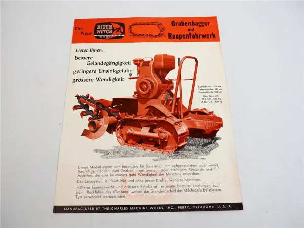 Prospekt Ditch Witch M 3 M 322 Grabenbagger 60er Jahre