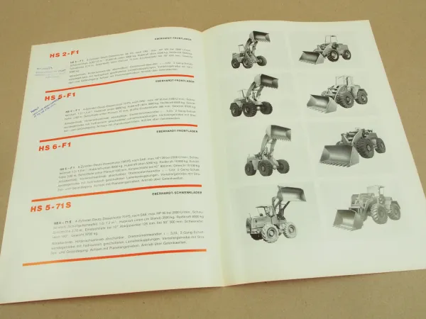 Prospekt Eberhardt Hydro Schaufellader Programm von 1964 HS2 HS5 HS6 F1 HS5-71S