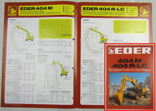 Prospekt Eder 404M 404R-LC vollhydraulische Mobilbagger ca 1975 - 1980