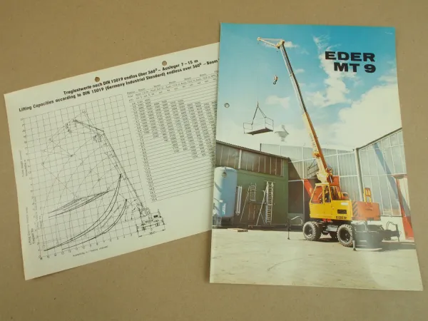 Prospekt Eder MT9 vollhydraulischer Mobilteleskopkran und Traglastdiagramm