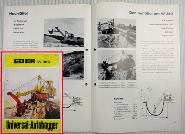 Prospekt Eder W350 Universal-Autobagger mit technischen Daten 1967