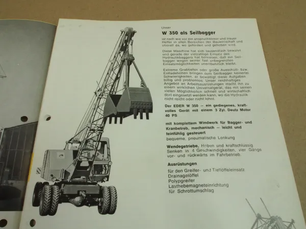 Prospekt Eder W350 Universalgerät für Bagger- und Kraneinsatz