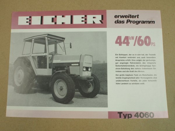 Prospekt Eicher 4060 Schlepper mit 60 PS von 1979
