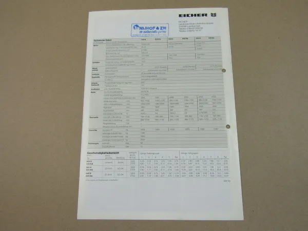Prospekt Eicher 635 642 645 K KA Kompaktschlepper 1993