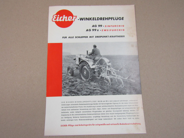 Prospekt Eicher AG 99 z Winkeldrehpflüge für Schlepper mit 3Punkt-Kraftheber 66