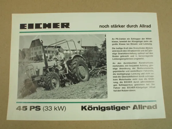 Prospekt Eicher Königstiger Allrad mit 45 PS 1975