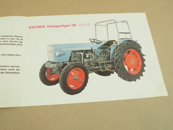 Prospekt Eicher Königtiger 74 mit 45 PS von 1973