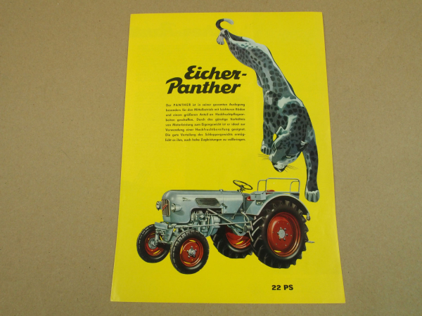 Prospekt Eicher Panther Schlepper mit 22 PS 1964