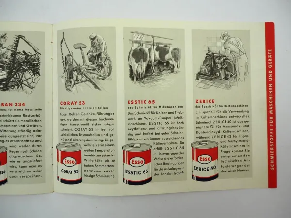 Prospekt Esso Schmierstoffe und Öl in der Landwirtschaft 1950er Jahre