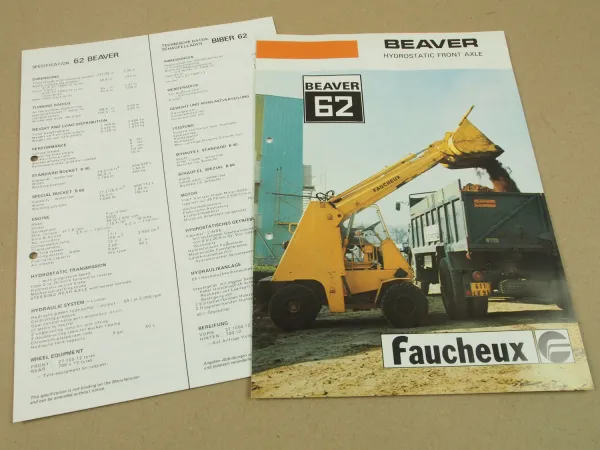 Prospekt Faucheux Beaver 62 Hydrostatic Front Axle + Specification 1978