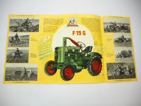 Prospekt Fendt Dieselross F15 G GH mit Anbaugeräten und technischen Daten 1951