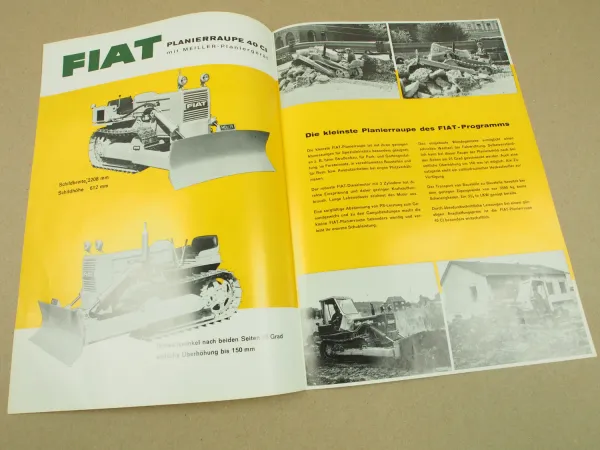 Prospekt Fiat 40CI Planierraupe mit 42PS Wendegetriebe und Fiat Dieselmotor