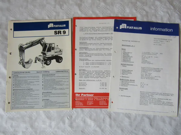 Prospekt Fiat Allis Fiatallis SR9 Minibagger Angebot und Information 80er Jahre