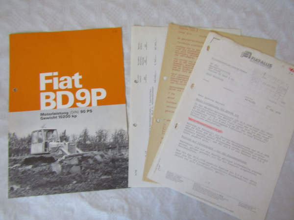 Prospekt Fiat BD9P Planierraupe wohl 70er Jahre und Preisliste 3/1978