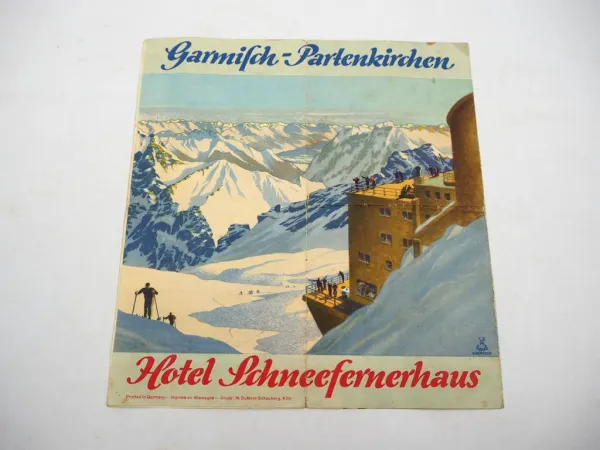 Prospekt Garmisch Partenkirchen Zugspitzbahn Hotel Schneefernerhaus 1930er Jahre