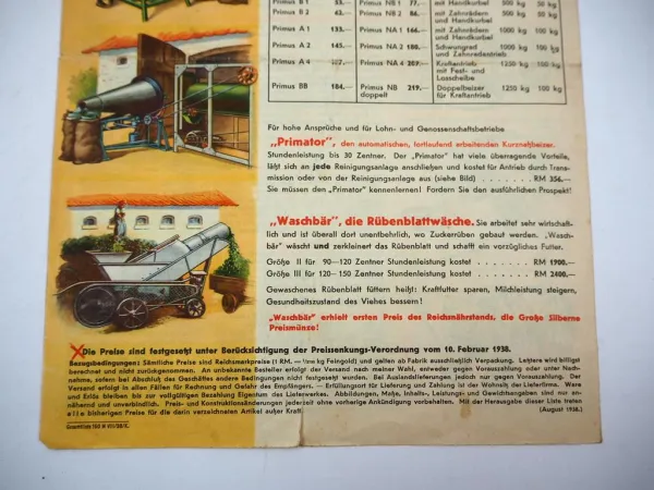 Prospekt Gustav Drescher Landmaschinenfabrik Halle Saale Landtechnik 1938