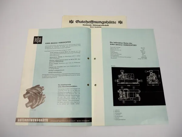 Prospekt Gutehoffnungshütte GHH Baulu Verdichter für Pressluft 1963